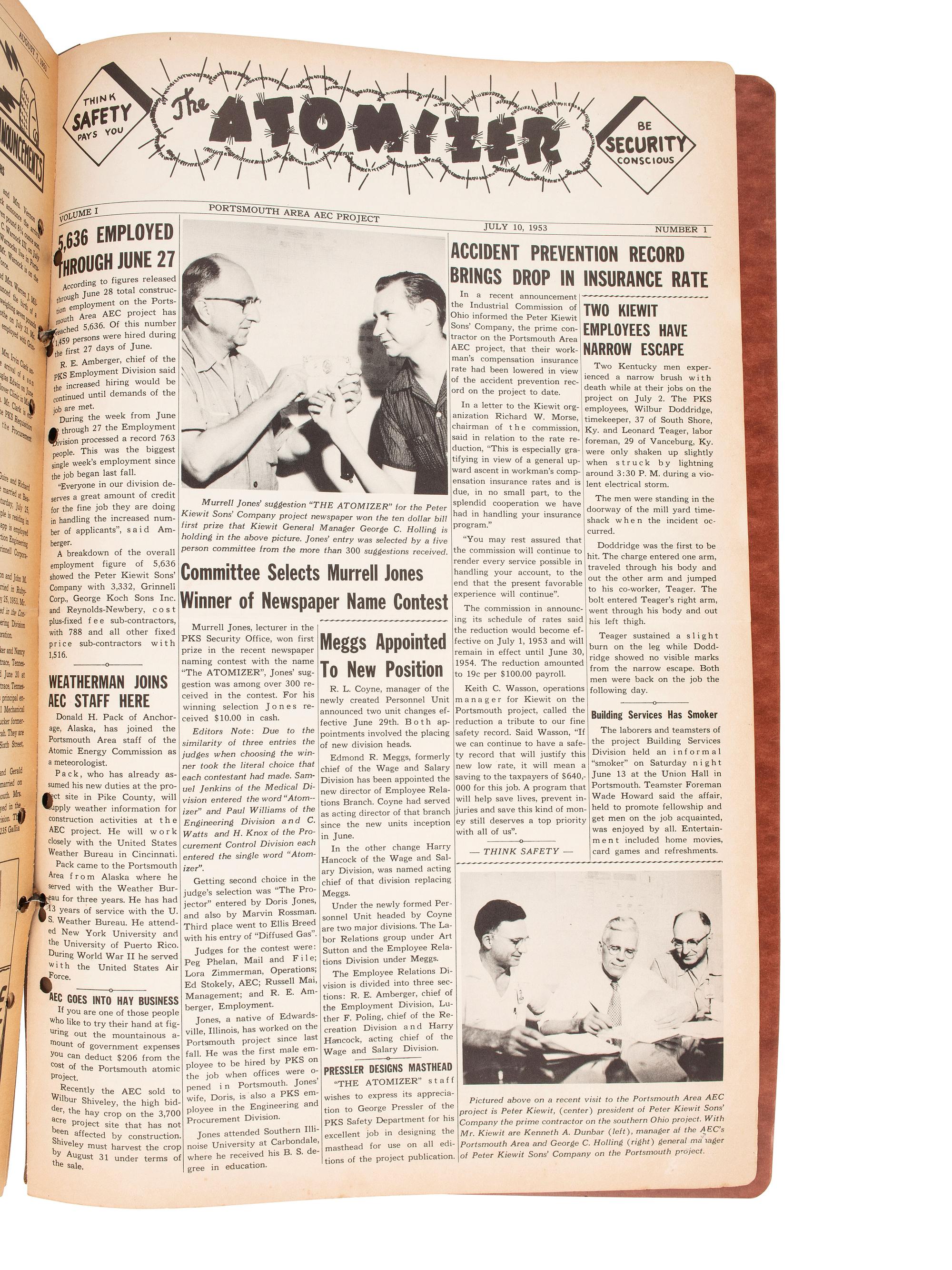 [SCIENCE & TECHNOLOGY]. The Atomizer . Portsmouth Area AEC Project, 1953-1955. A group of 52 biweekly newsletters printed by the contractor who built the Portsmouth uranium enrichment plant.