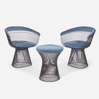 Warren Platner (American, 1919-2006) Pair of Armchairs and Stool, Knoll International, circa 1960s