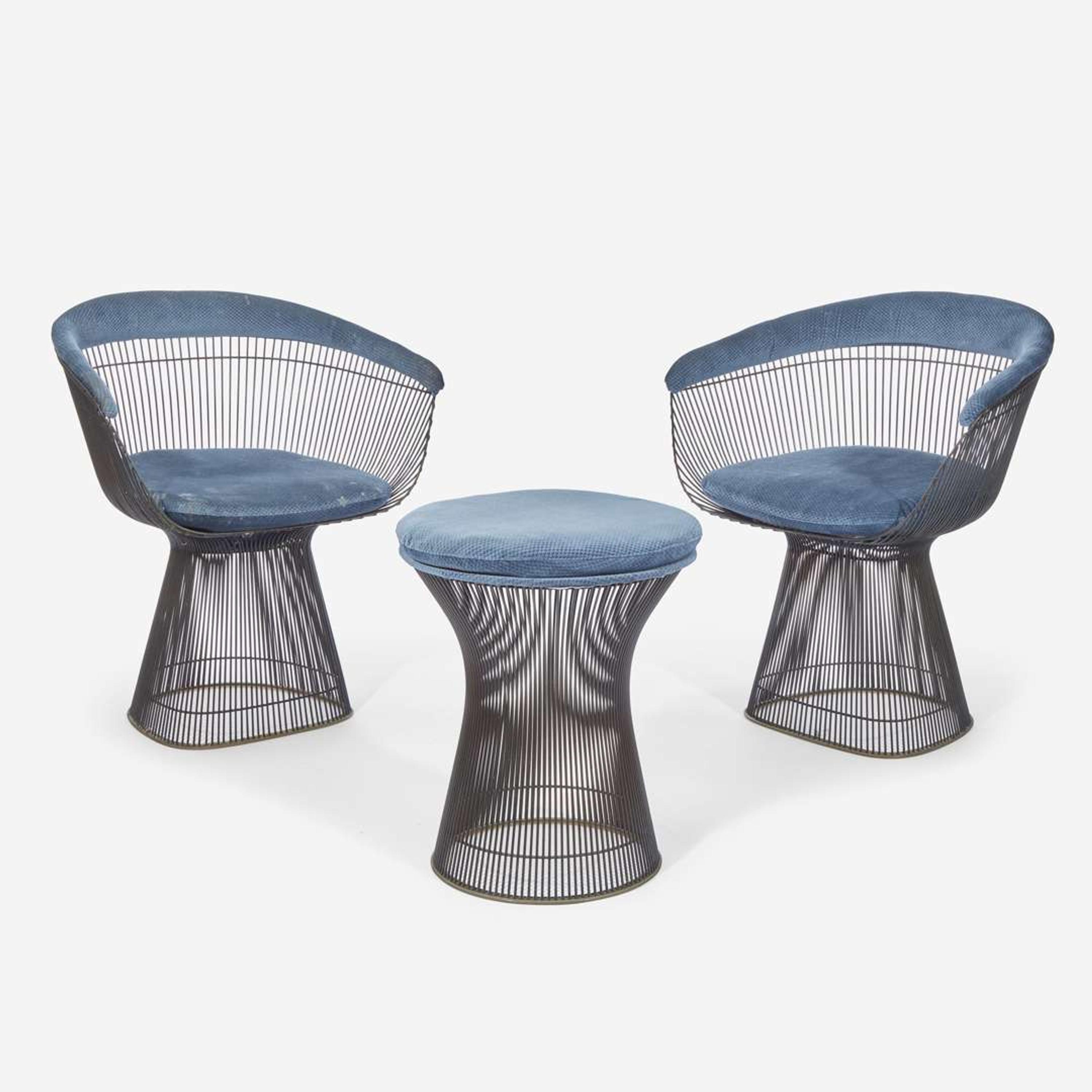 Warren Platner (American, 1919-2006) Pair of Armchairs and Stool, Knoll International, circa 1960s