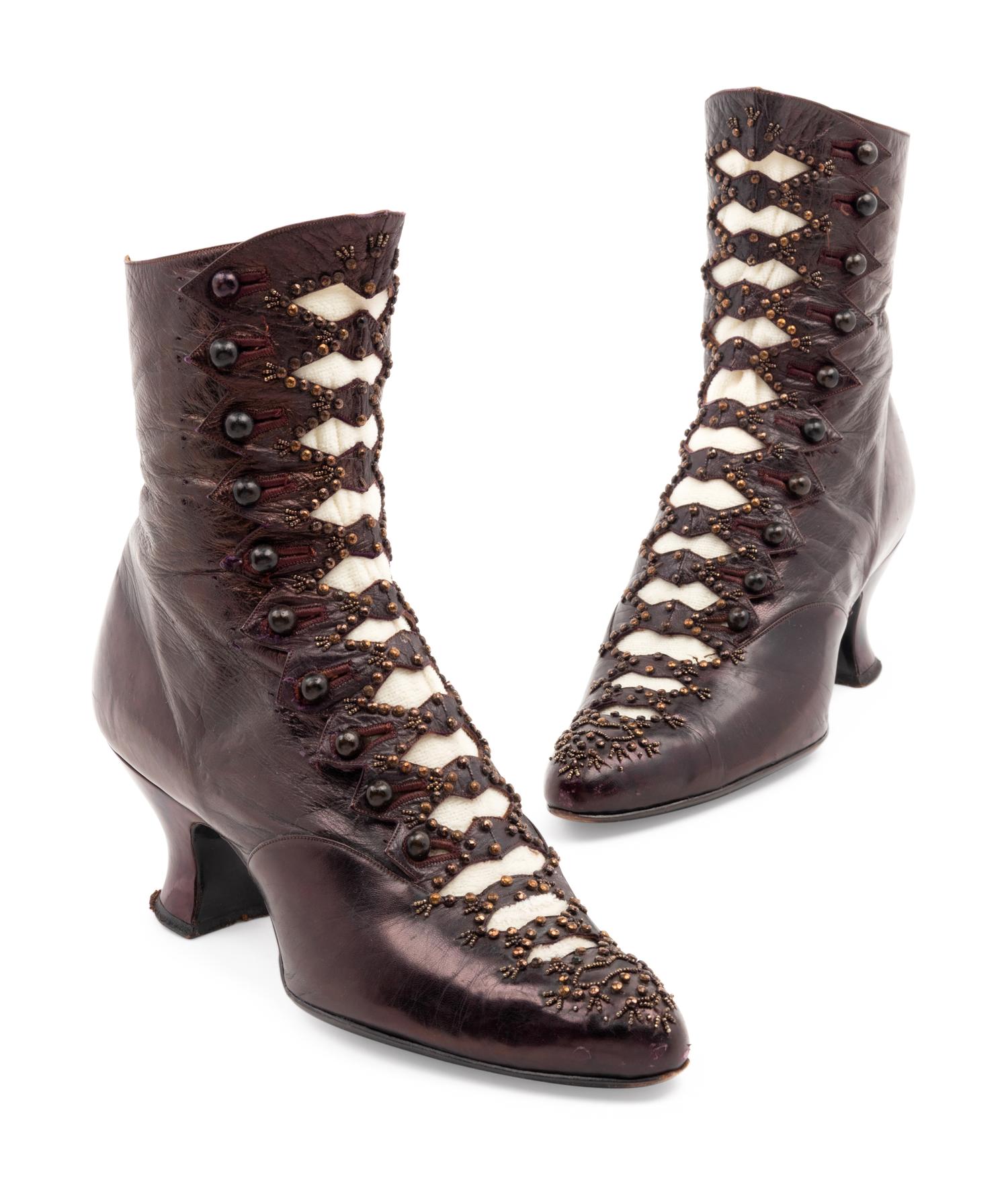 Collection of Footwear; Four Pairs of Boots, Two Pairs of Spats, 19th and Early 20th Century
