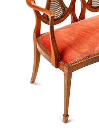 An Edwardian Painted Satinwood Settee