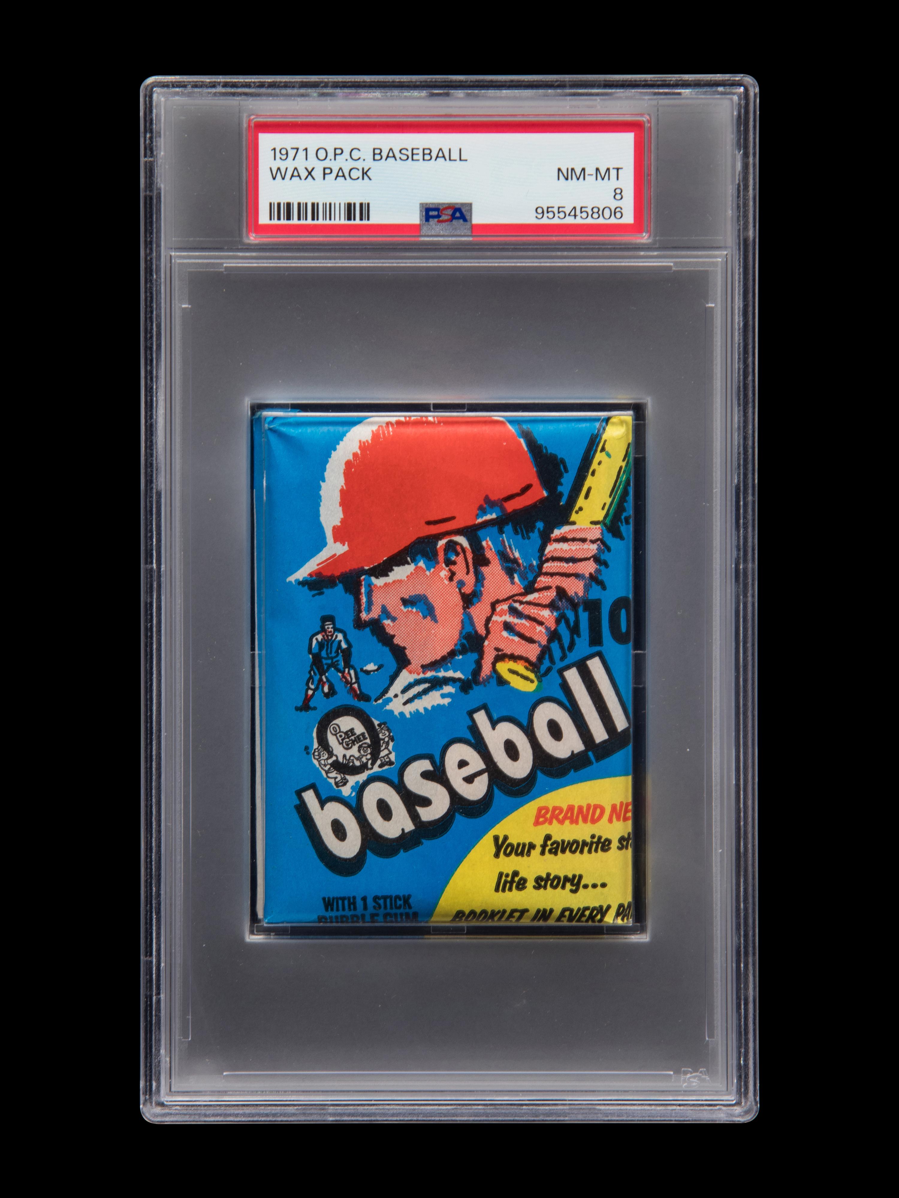 An Unopened Sealed Wax Pack of 1971 O-Pee-Chee Baseball Cards (PSA 8 NM-MT)