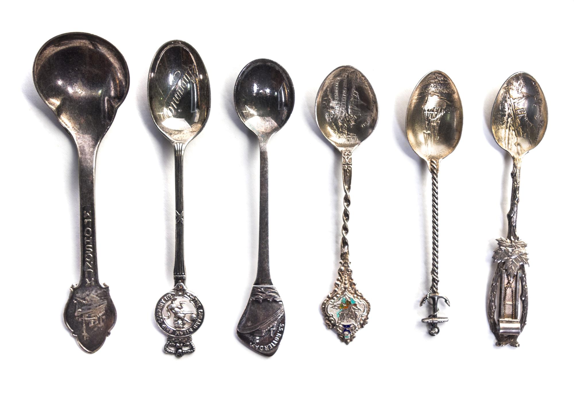 A Collection of Silver-Plate Souvenir Spoons