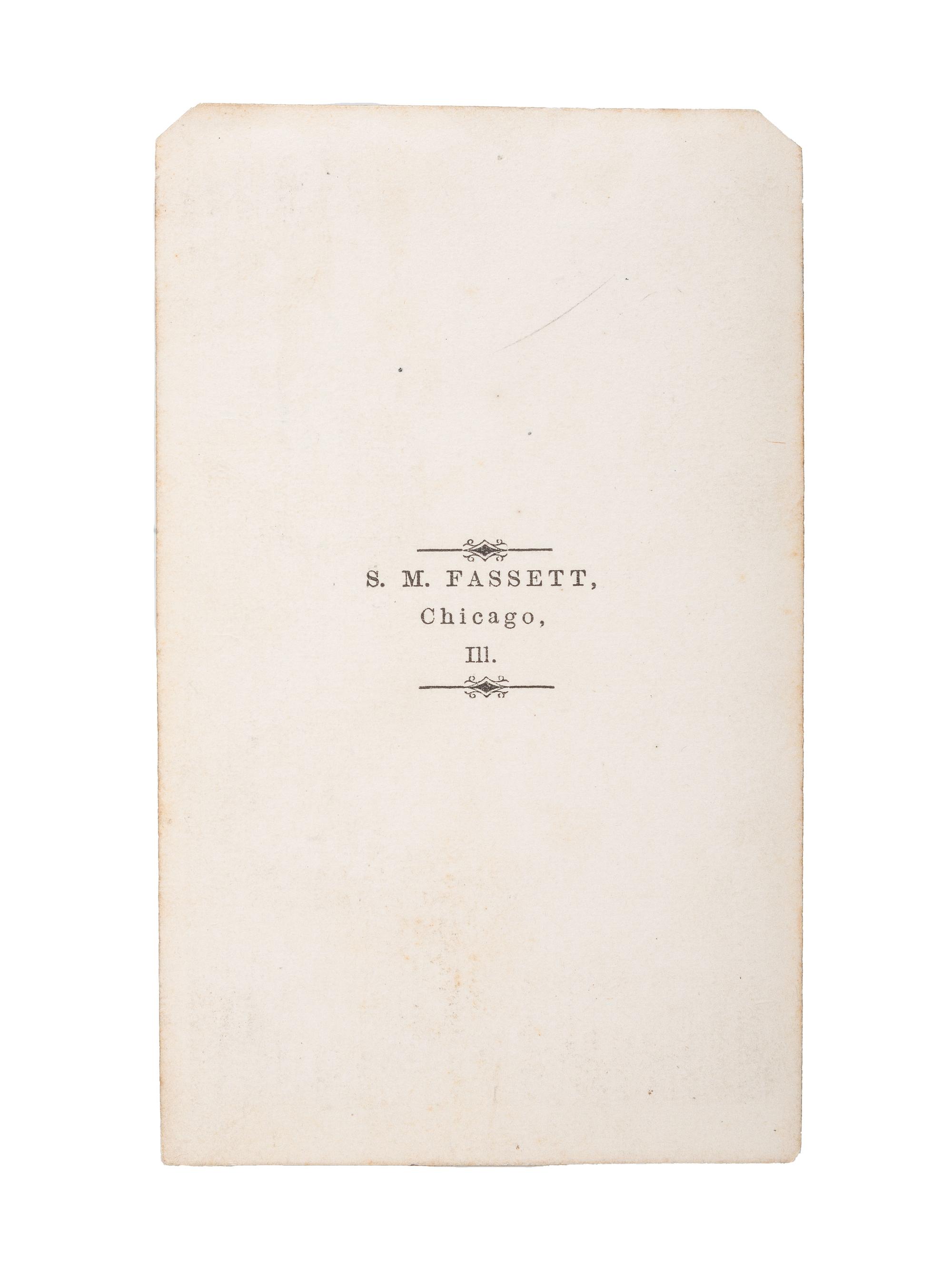 DOUGLASS, Frederick (1818-1895). FASSETT, S.M., photographer. CDV of Frederick Douglass. Chicago, IL, [late February 1864].