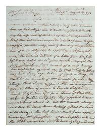 MORRIS, Robert (1734-1806). Autograph letter signed ("Robt. Morris") as United States Senator. Philadelphia, 14 August 1794.