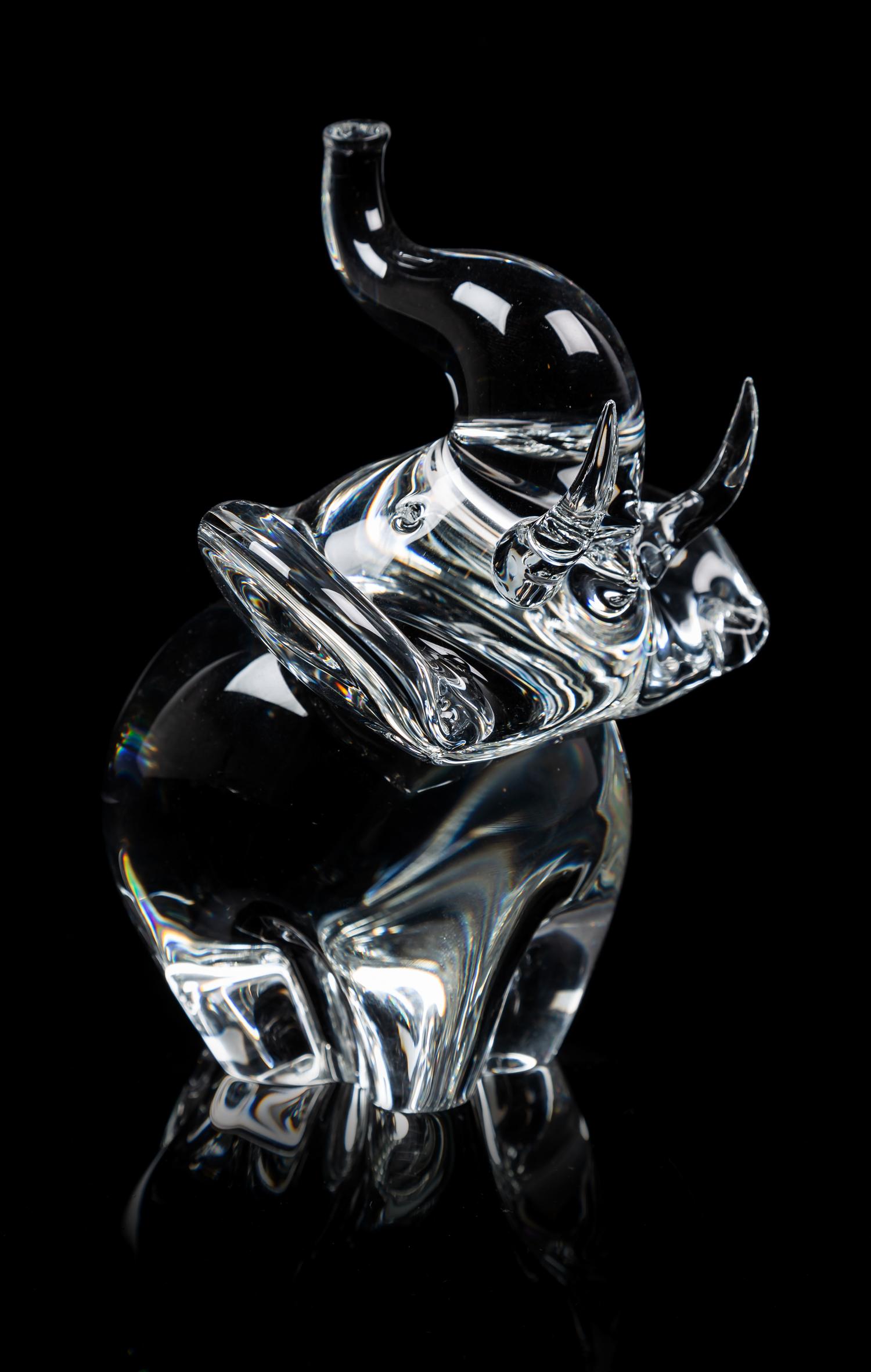 A Steuben Elephant Figure Width 7 inches.