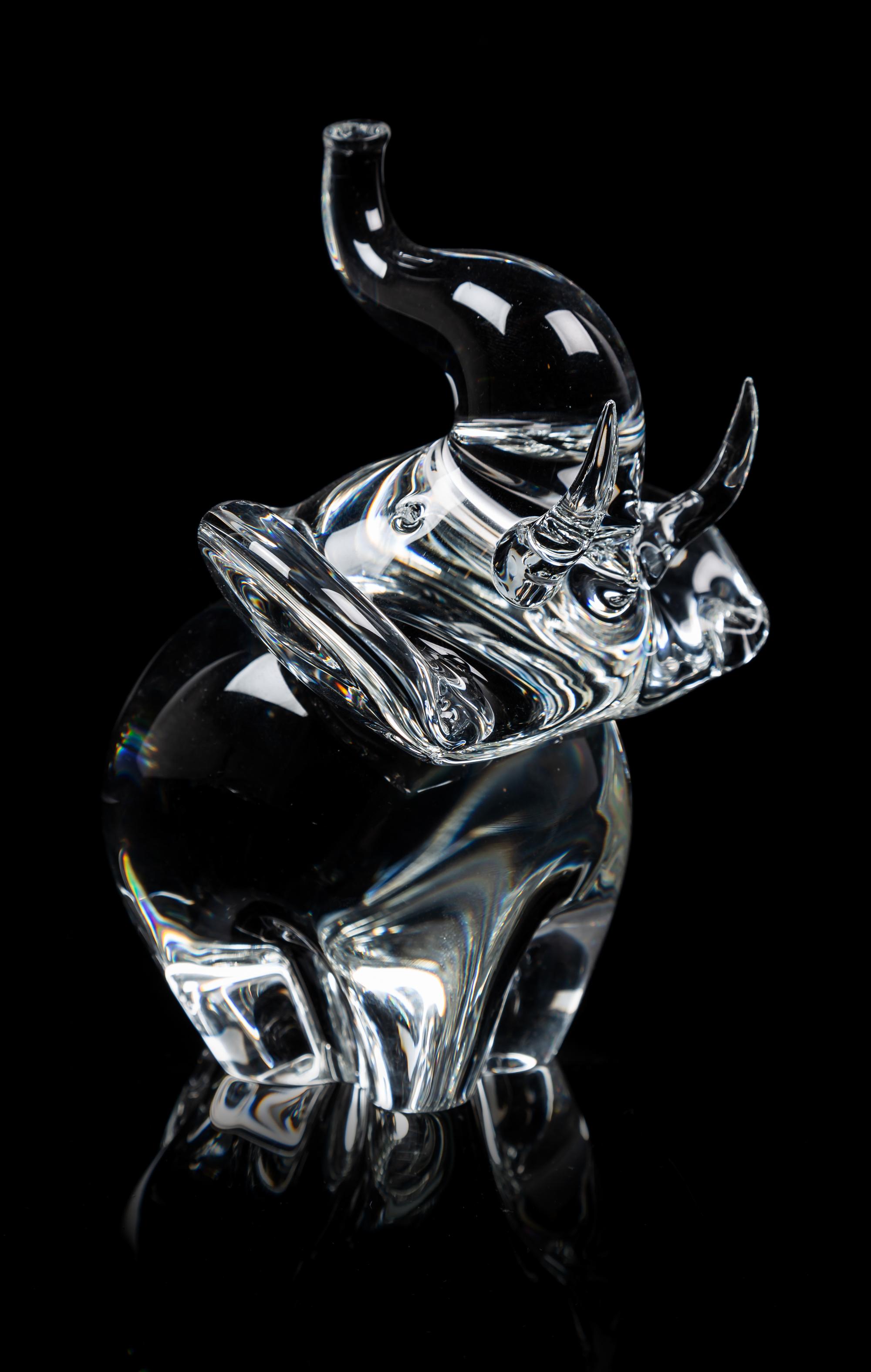 A Steuben Elephant Figure Width 7 inches.