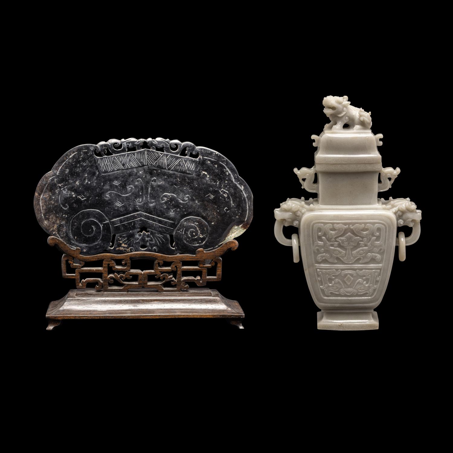 Two Chinese Jade and Jadeite Articles 近代 玉磬及玉瓶