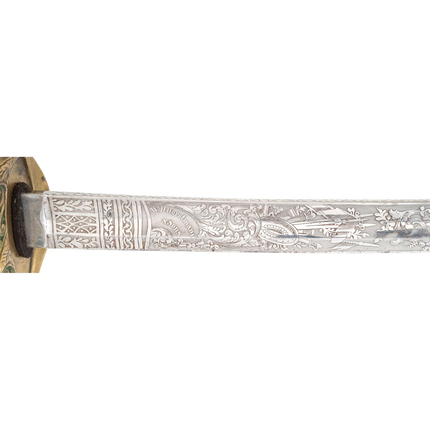 Horstmann Finley Etched Curved Blade Foot Officer's Sword Presented to Cpt. John McDowell - 77th PA