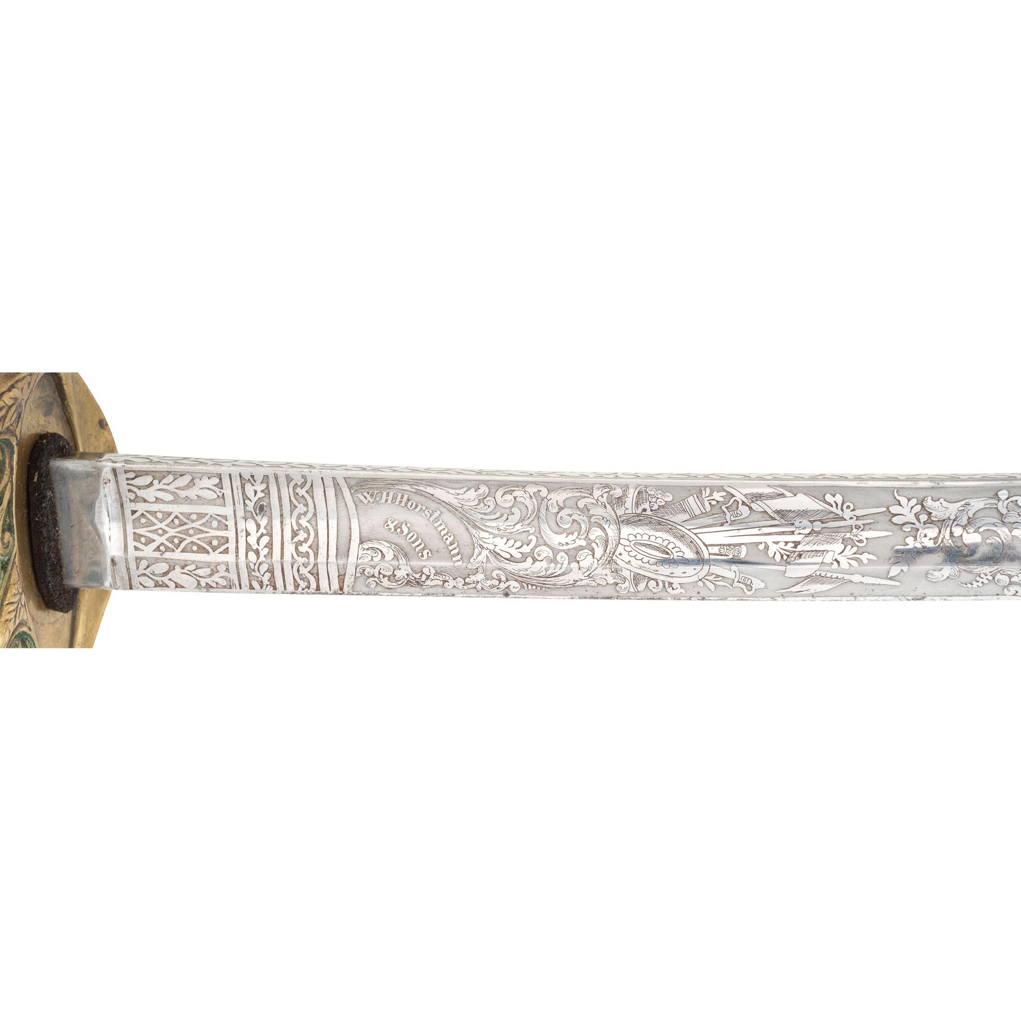 Horstmann Finley Etched Curved Blade Foot Officer's Sword Presented to Cpt. John McDowell - 77th PA