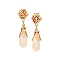 COLLECTION OF YELLOW GOLD, ANGEL SKIN CORAL AND SEED PEARL JEWELRY