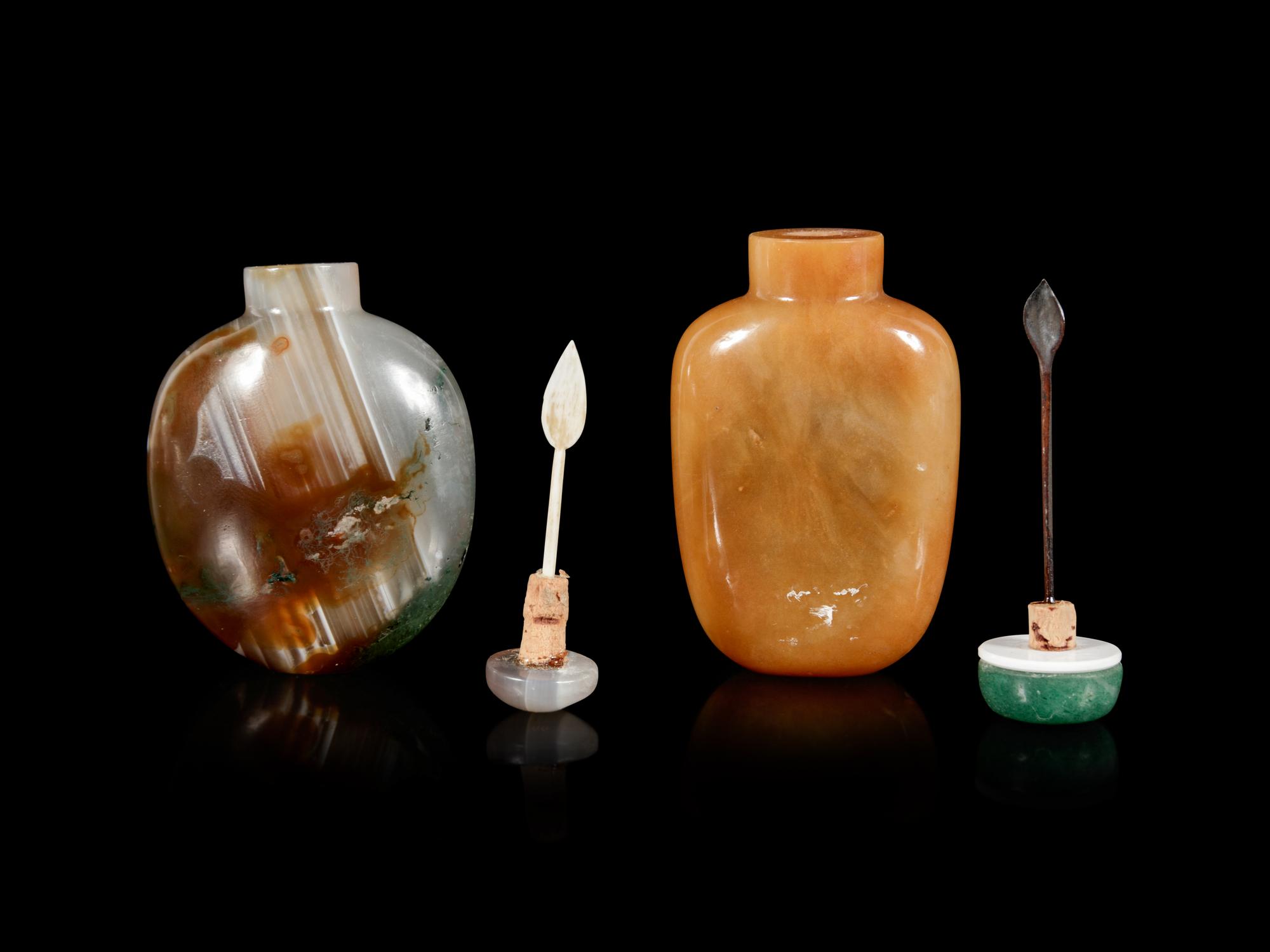 Two Chinese Hardstone Snuff Bottles