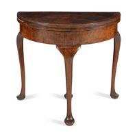 A George II Walnut Demilune Flip-Top Side Table