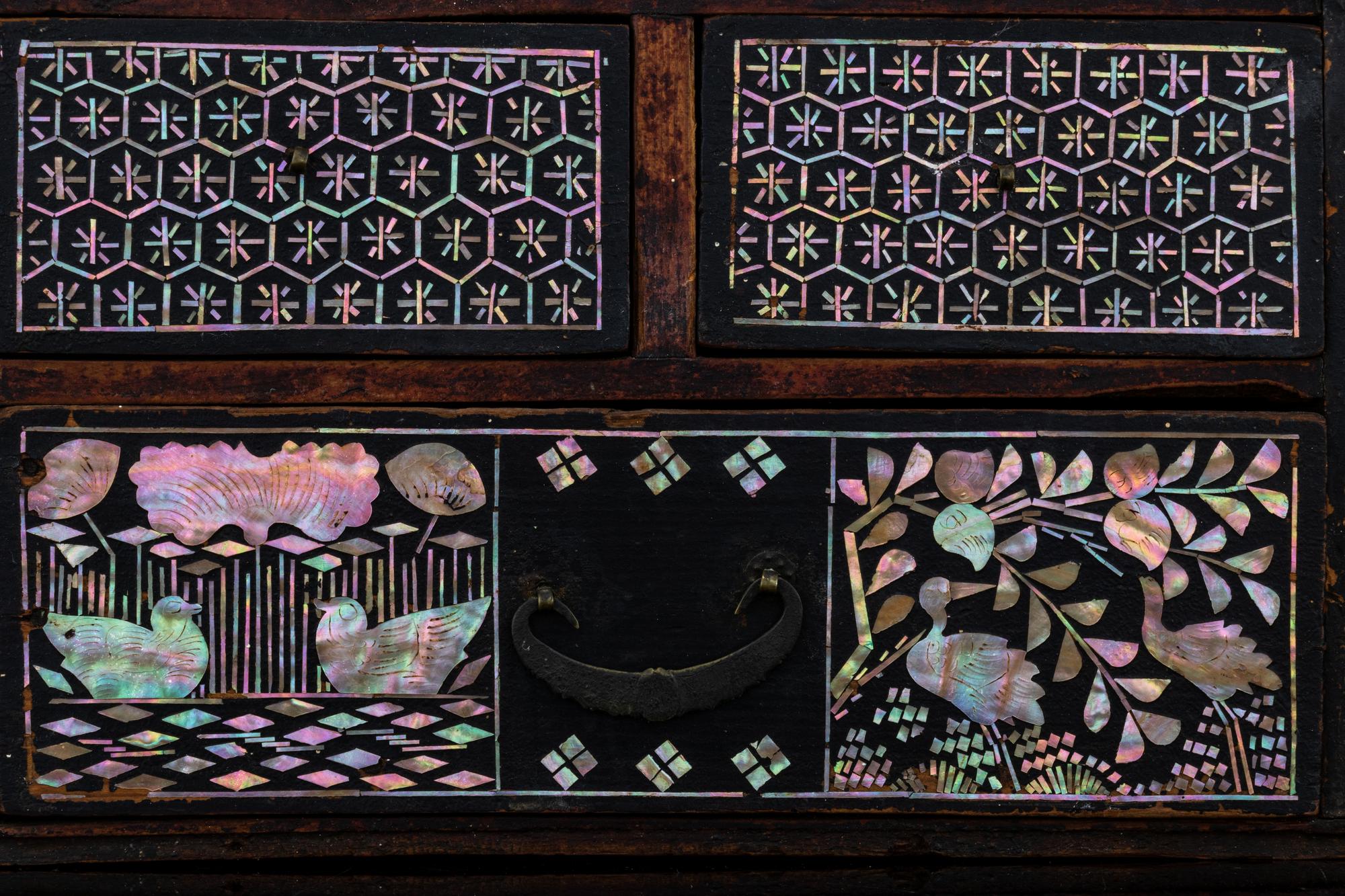 Two Small Chinese Mother-of-Pearl Inlaid Hardwood Chests