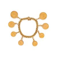 YELLOW GOLD COIN CHARM BRACELET