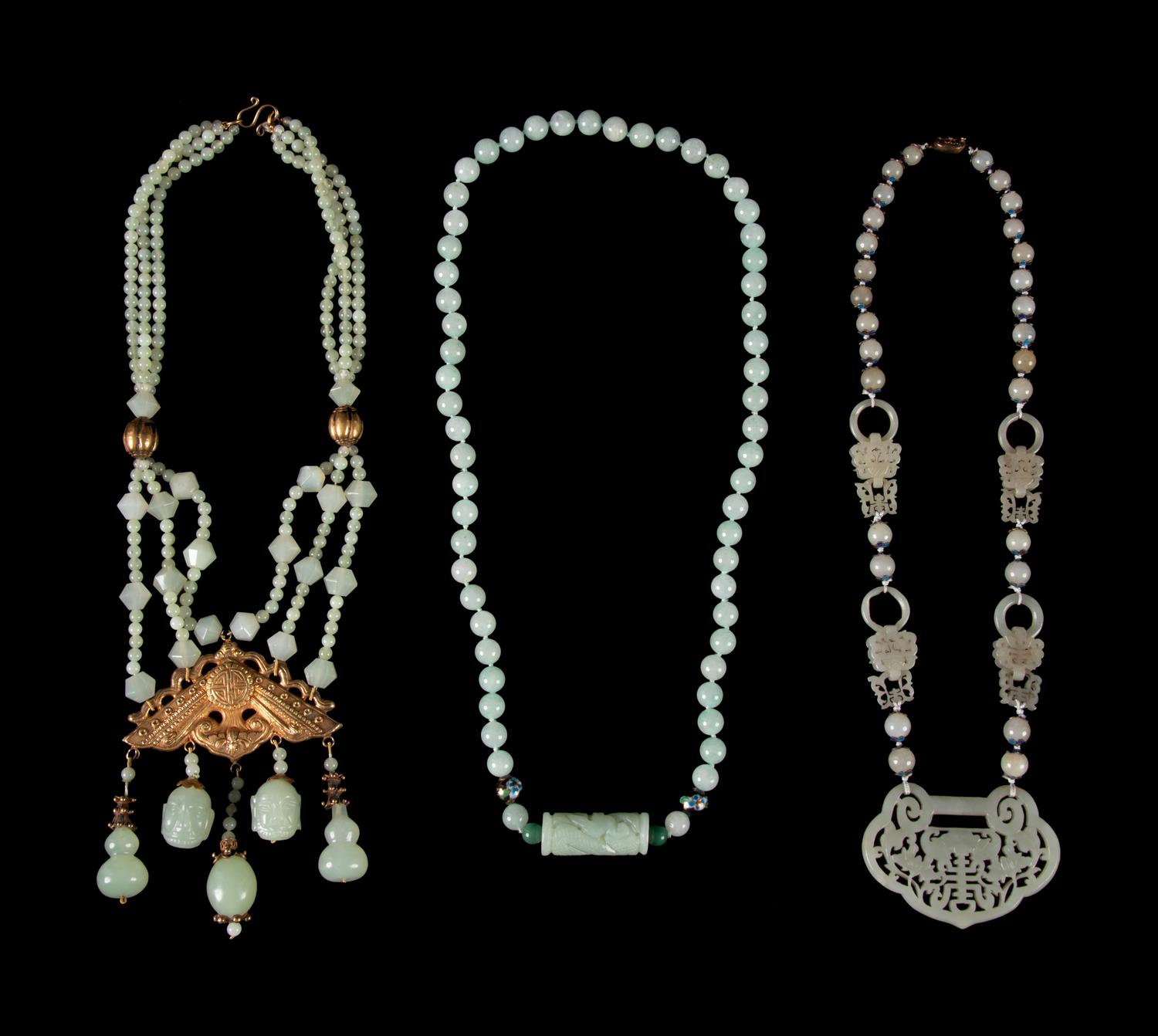 Three Chinese Hardstone Necklaces