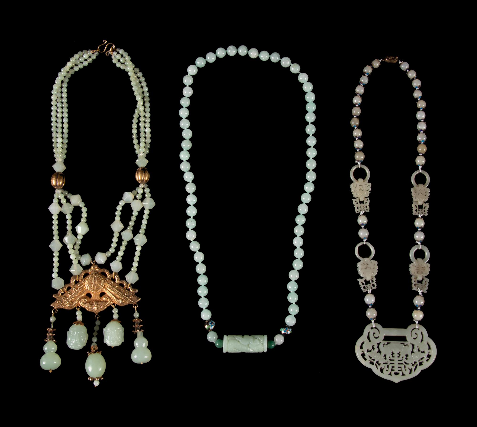 Three Chinese Hardstone Necklaces