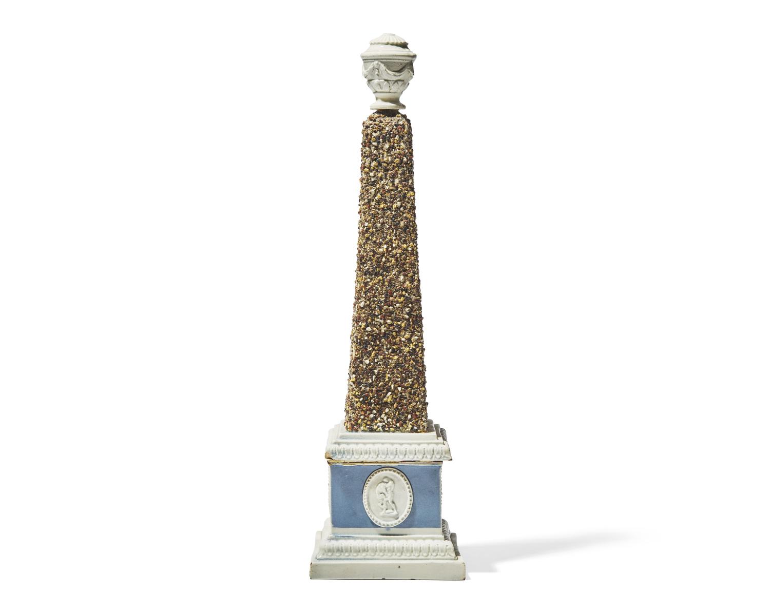 A rare Staffordshire pearlware obelisk, attributed to Ralph Wood, Burslem, England, circa 1798-1801