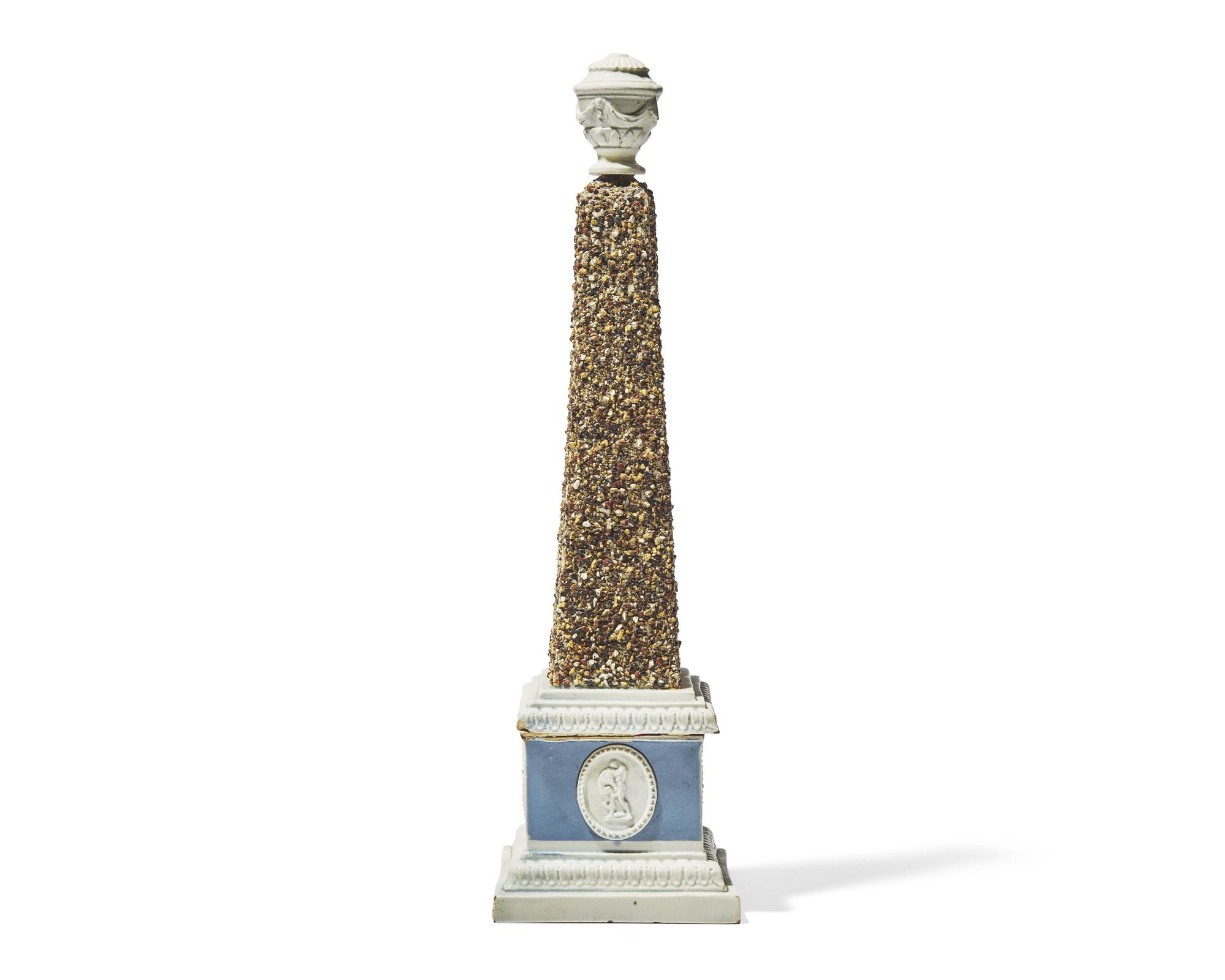 A rare Staffordshire pearlware obelisk, attributed to Ralph Wood, Burslem, England, circa 1798-1801
