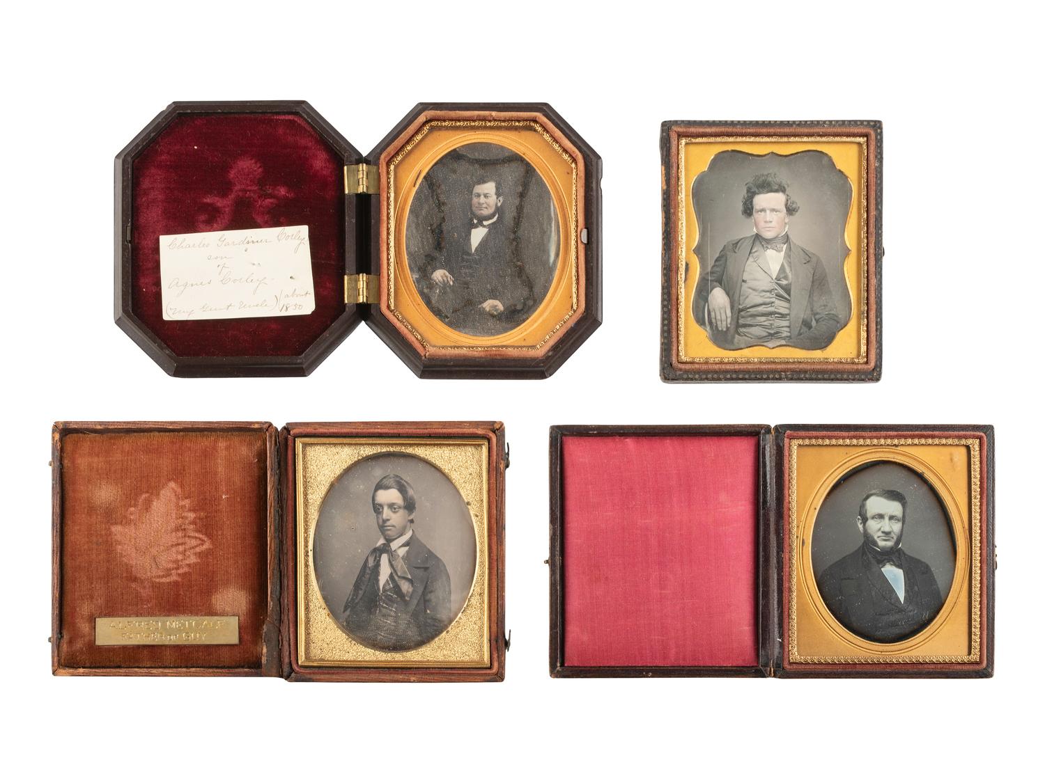 [EARLY PHOTOGRAPHY]. 28 sixth plate daguerreotypes of men with notable hairstyles & facial hair.