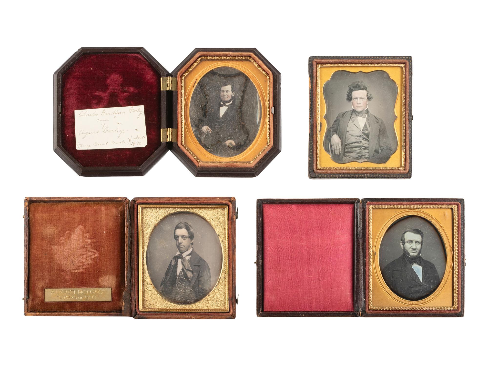[EARLY PHOTOGRAPHY]. 28 sixth plate daguerreotypes of men with notable hairstyles & facial hair.