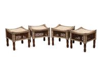 A Set of Four Moorish Style Inlaid Stools