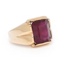 Yellow Gold and Synthetic Ruby Ring