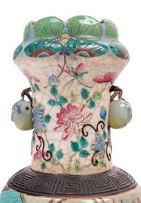A Pair of Chinese Iron Decorated Famille Rose Porcelain Vases