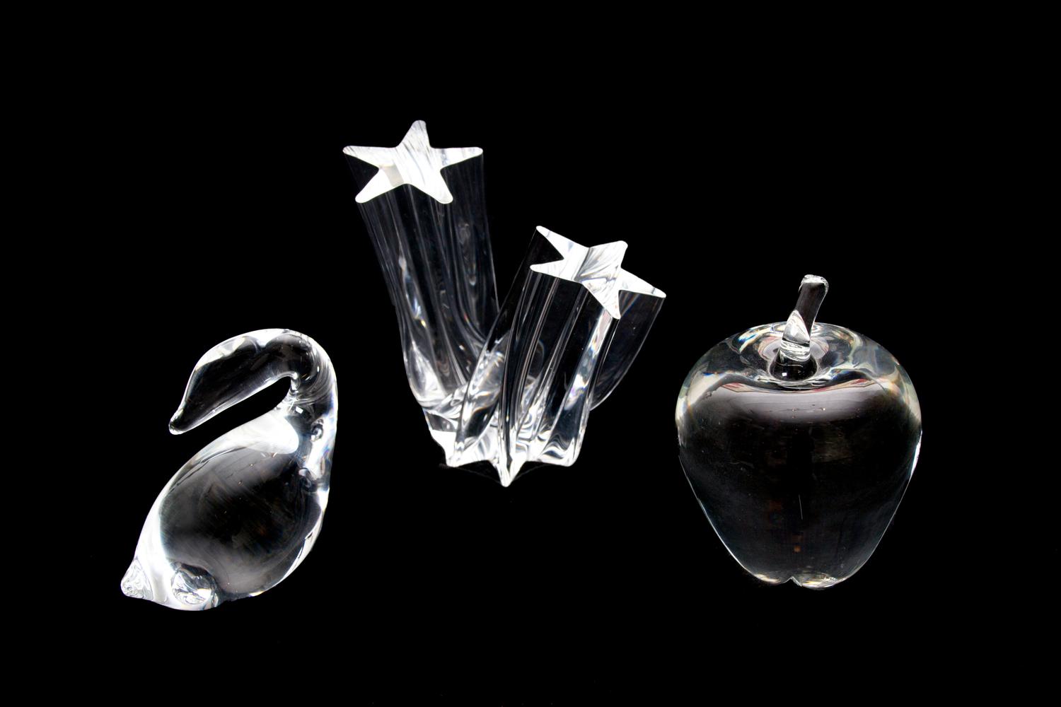 A Group of Steuben Glass Articles Tallest height 5 1/4 inches.