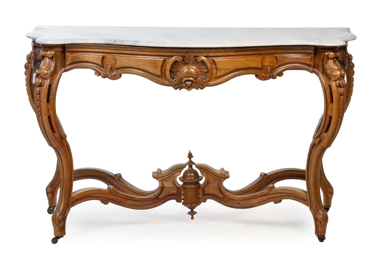 A Louis XV Style Console Table Height 37 1/4 x width 64 1/2 x depth 37 inches. — LATE 19TH CENTURY
