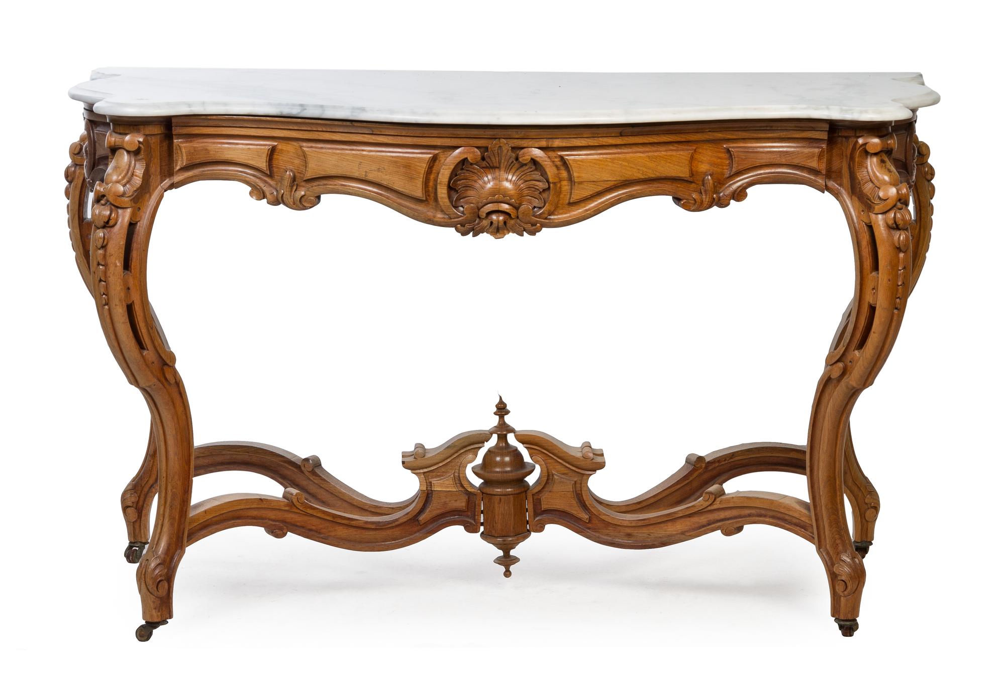 A Louis XV Style Console Table Height 37 1/4 x width 64 1/2 x depth 37 inches. — LATE 19TH CENTURY