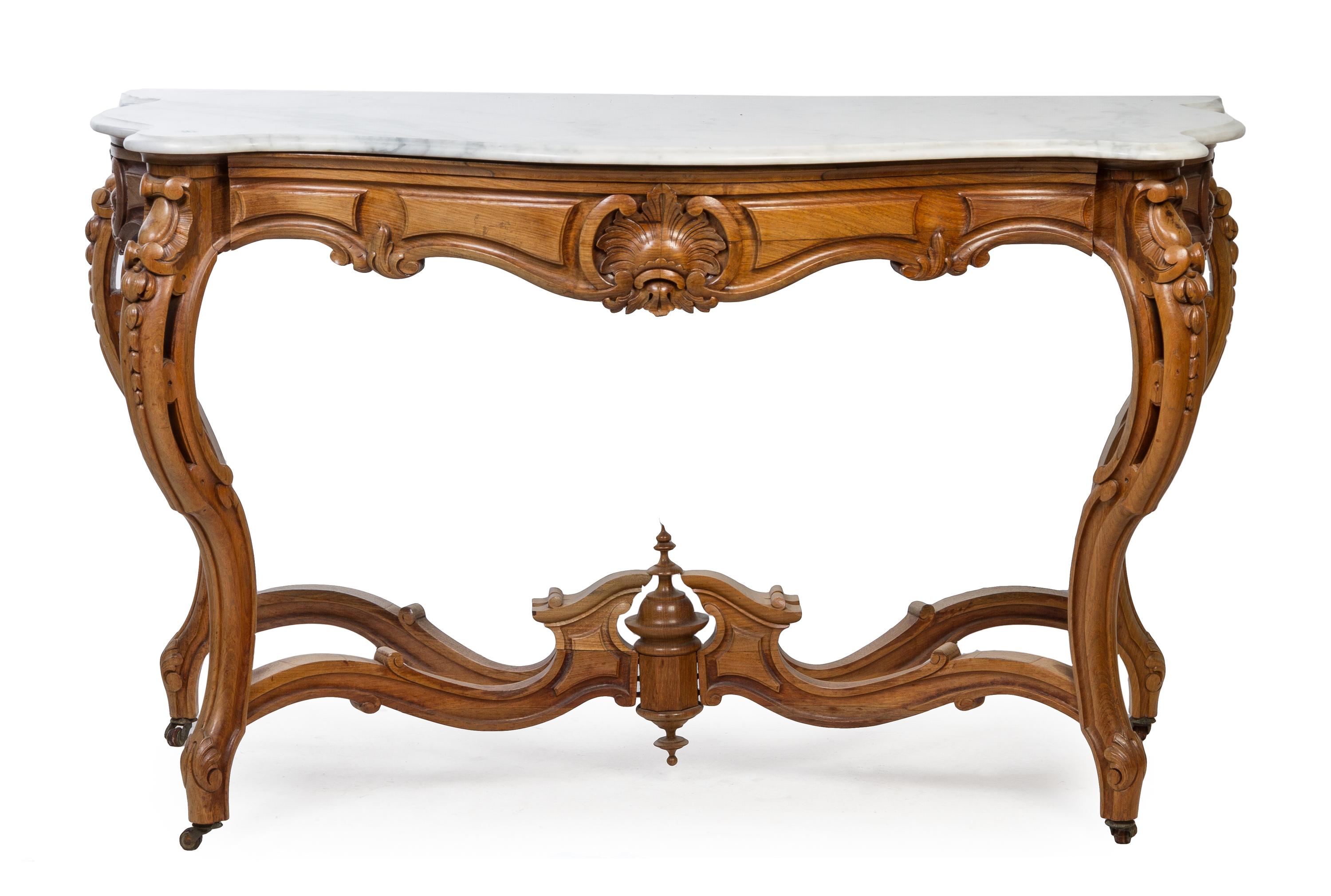 A Louis XV Style Console Table Height 37 1/4 x width 64 1/2 x depth 37 inches. — LATE 19TH CENTURY