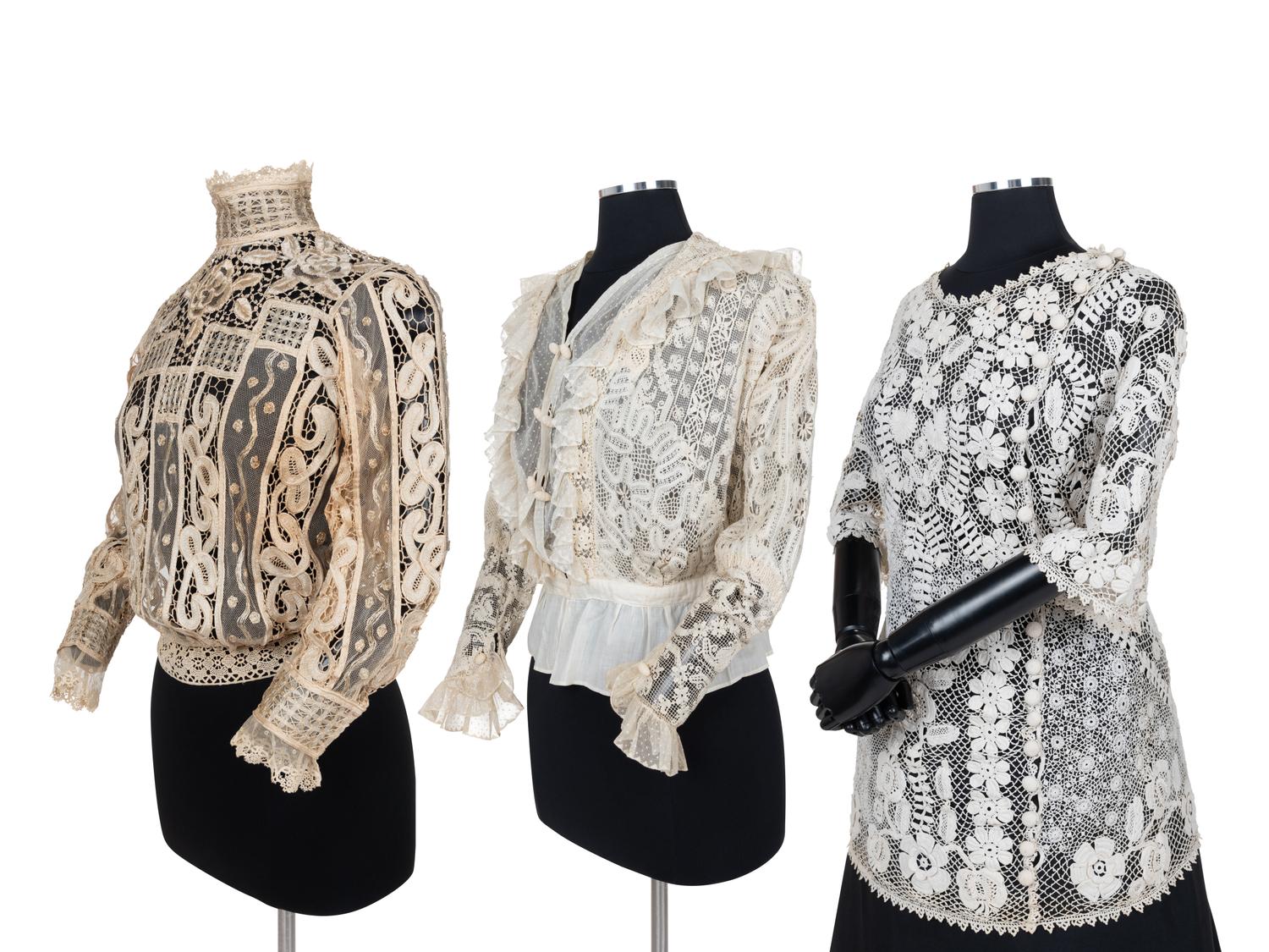 Three Edwardian Lace Blouses, 1900-10