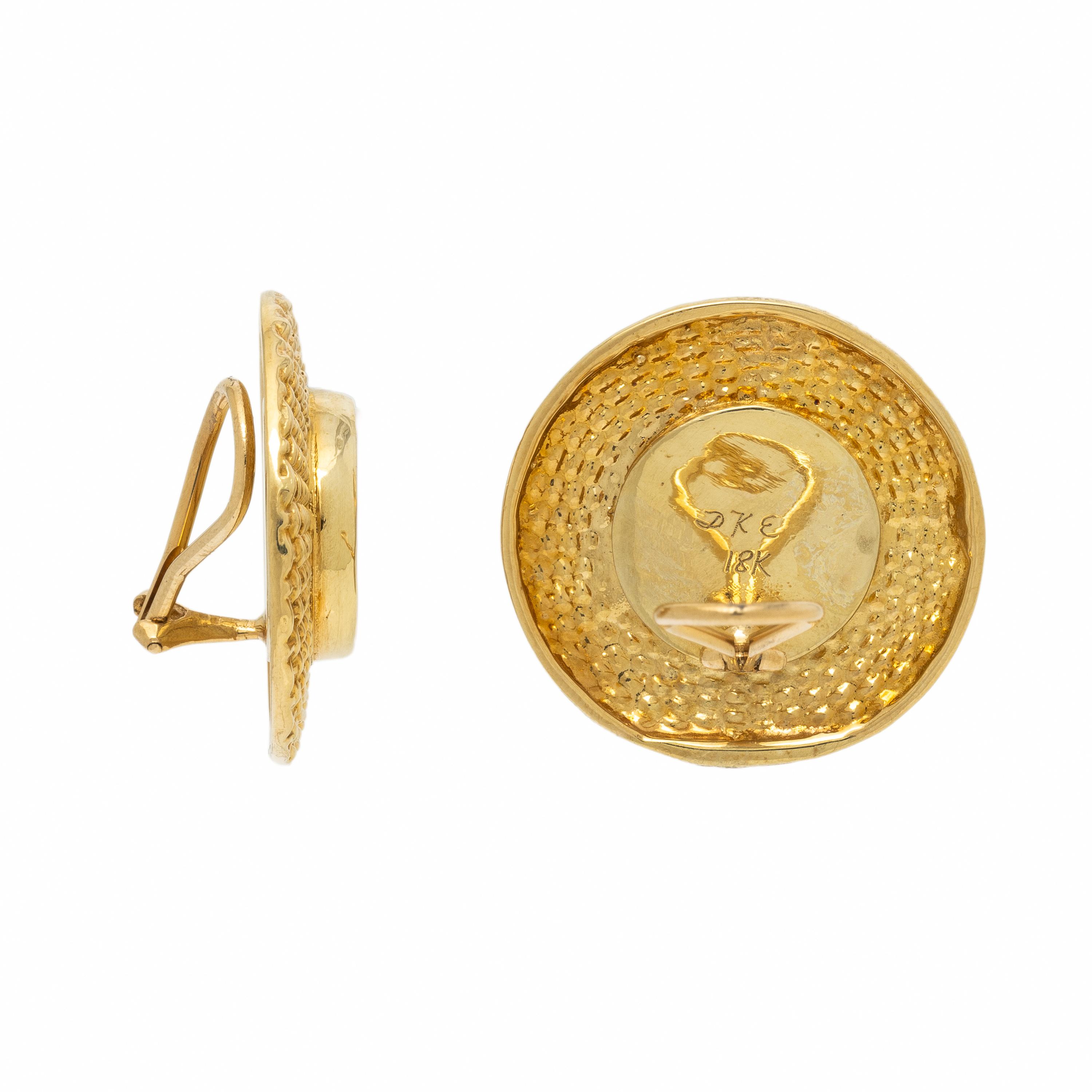 Mabé Pearl and Yellow Gold Earrings