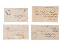 [LEAVENWORTH]. A group of 4 stampless covers addressed to Adjutant General Robert Jones in Washington, DC, including two with 1840s Fort Leavenworth cancellations, comprising: