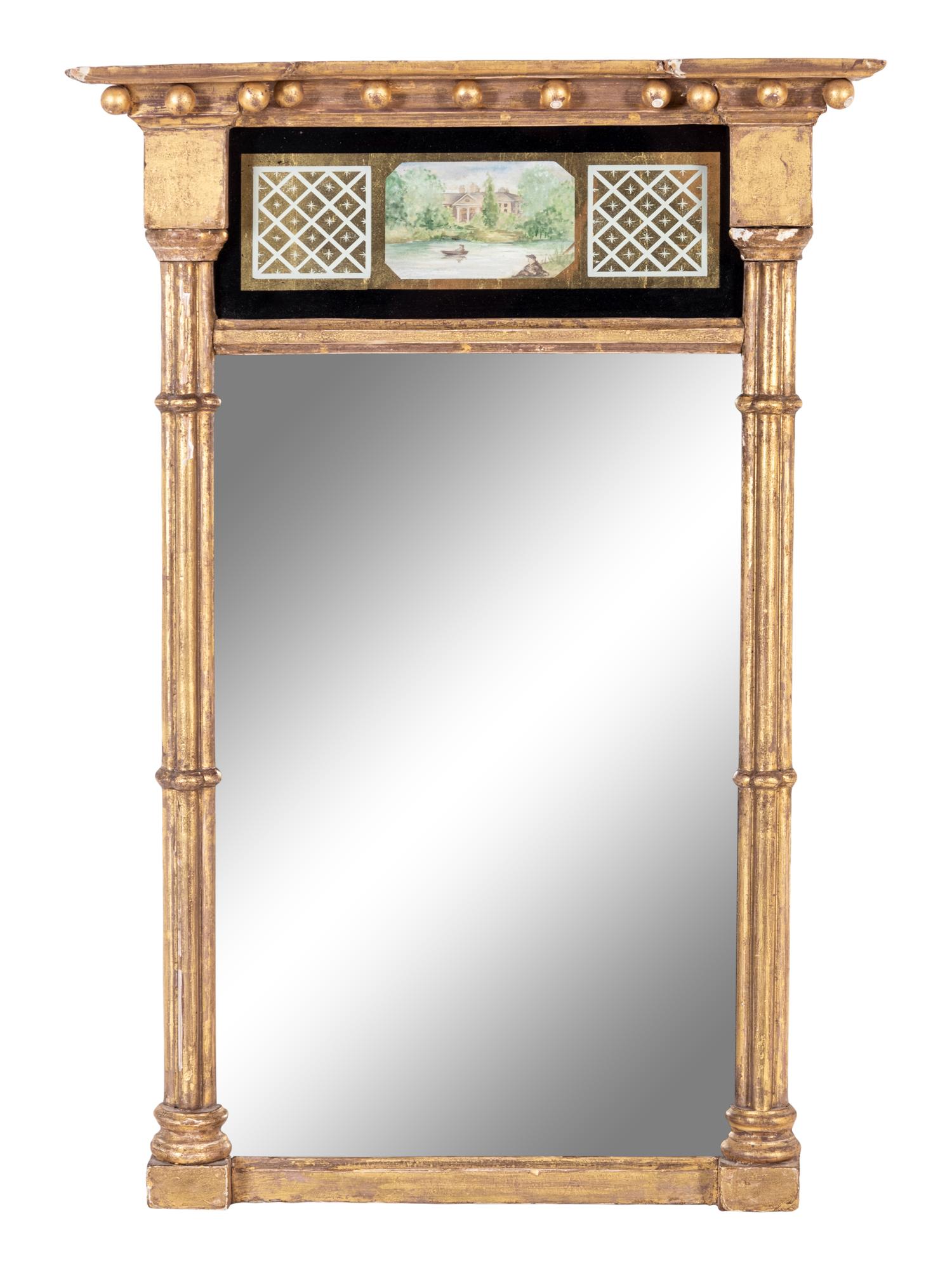 A Classical Giltwood and Églomisé Mirror