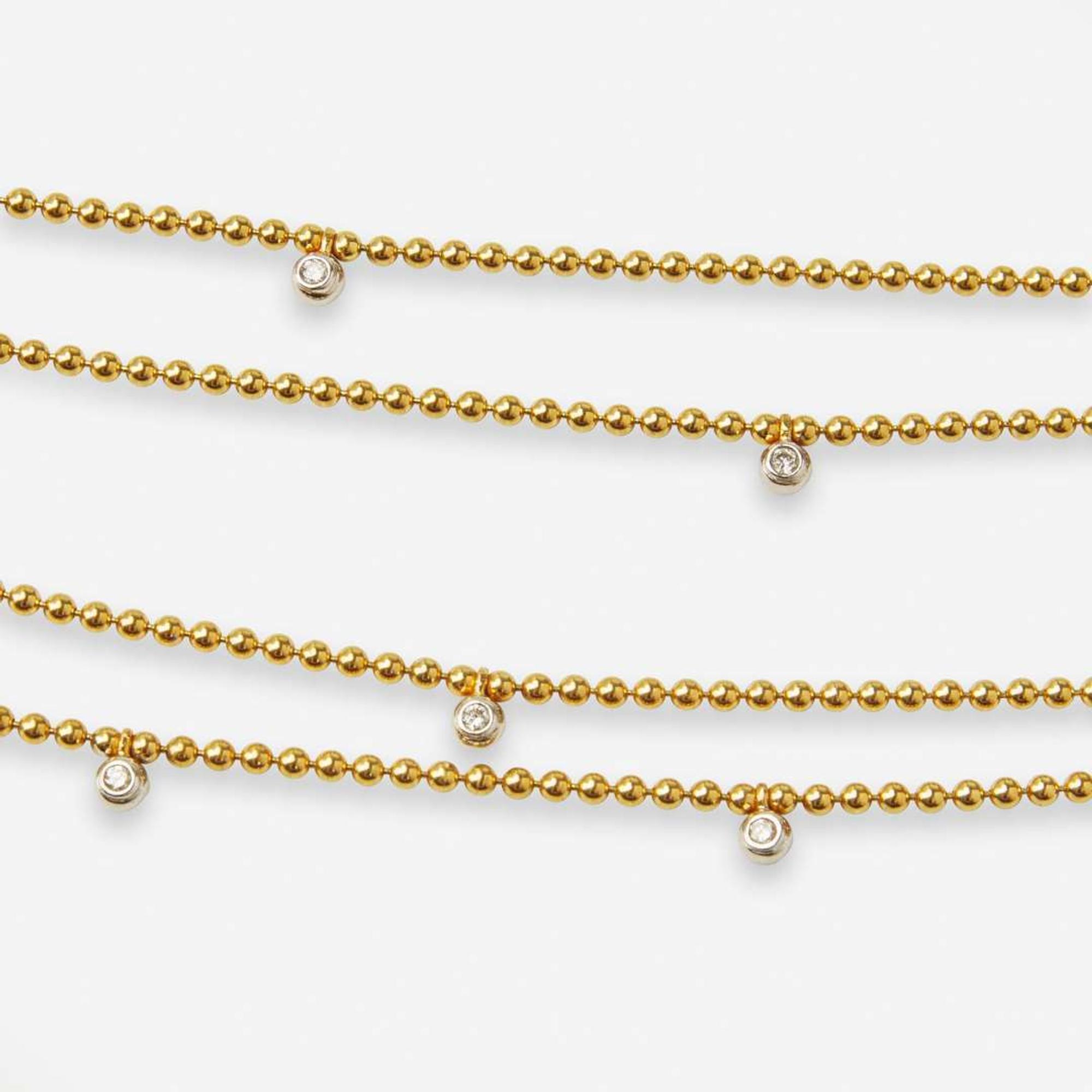An 18K Yellow Gold and Diamond Bead Link Necklace
