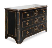 A Régence Style Black and Gold-Painted Commode