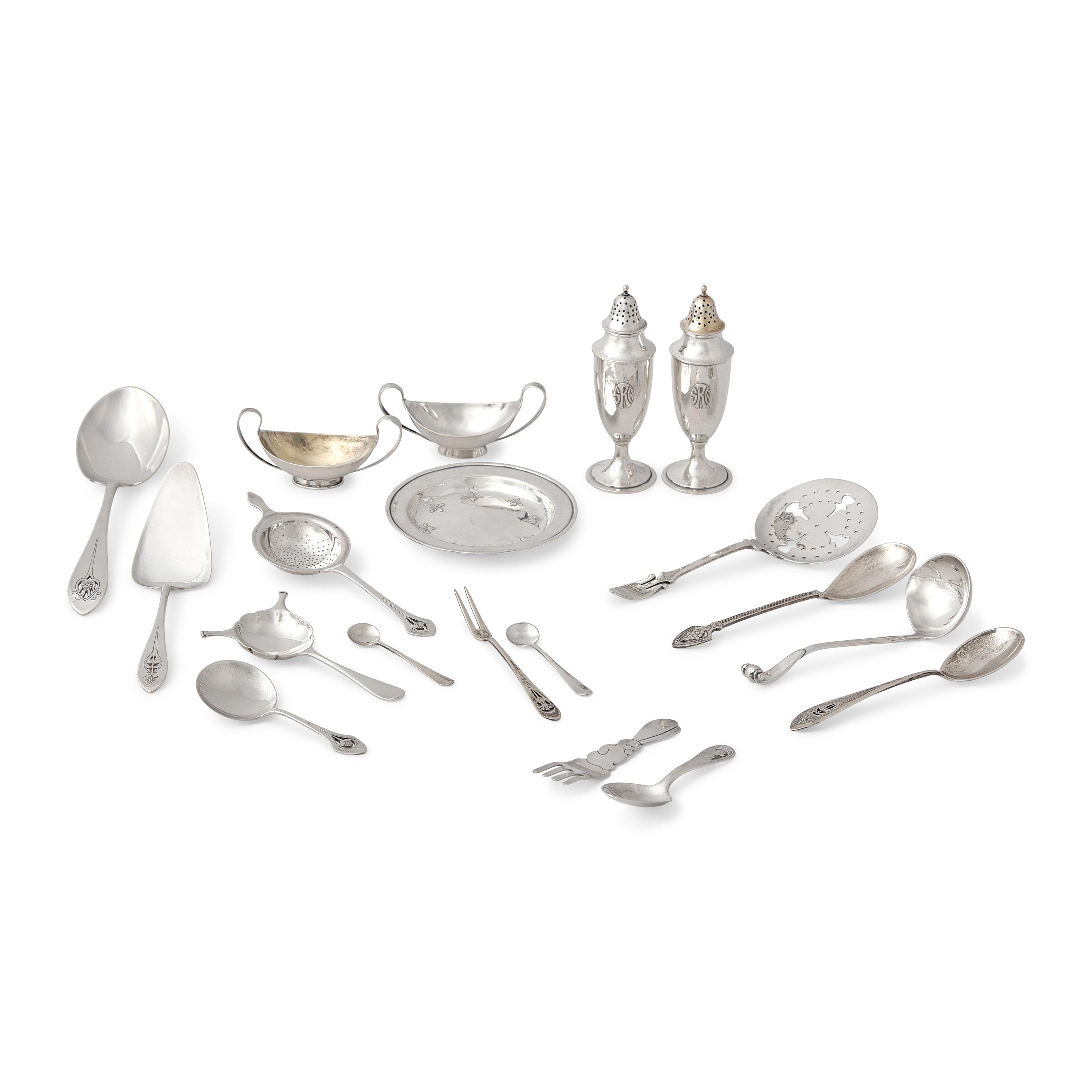 An Assorted Group of Arts and Crafts Sterling Silver Table Articles