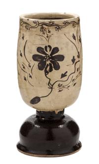 A Cizhou Stoneware Stem Vessel Height 9 1/2 inches.