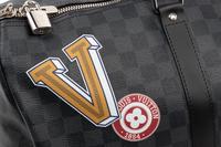 Louis Vuitton Limited Edition Keepall Bandoulière 45 in Damier Graphite Coated Canvas with Printed Travel "Stickers", LV League, Fall Winter 2017