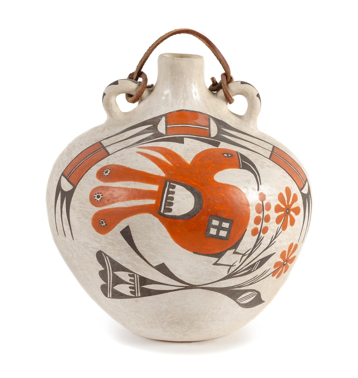 Acoma Bird Canteen Height 10 1/2 x diameter 10 1/2 inches