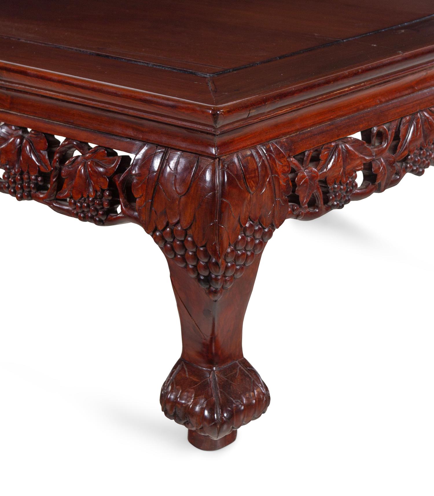 A Chinese Carved Rosewood Low Table
