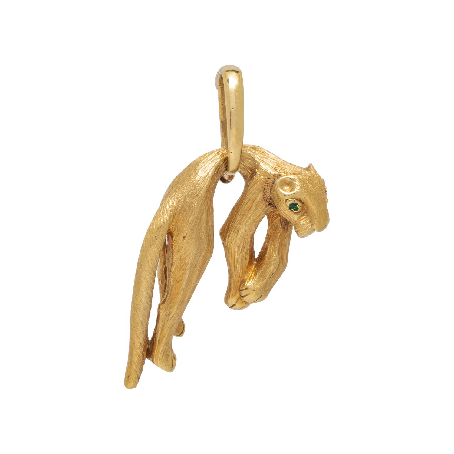 YELLOW GOLD PANTHER PENDANT/BROOCH NECKLACE