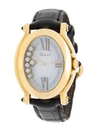 CHOPARD, YELLOW GOLD, MOTHER-OF-PEARL, AND DIAMOND 'HAPPY SPORT' DATE WATCH