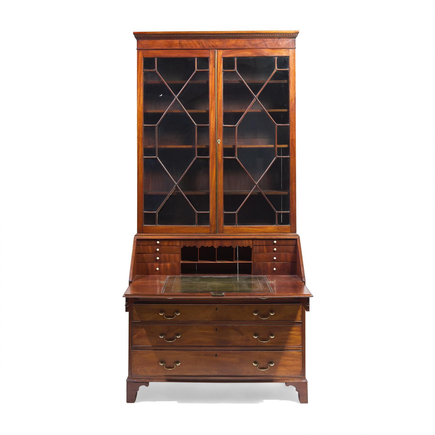 A George III Style Mahogany Slant-Front Secretary Bookcase