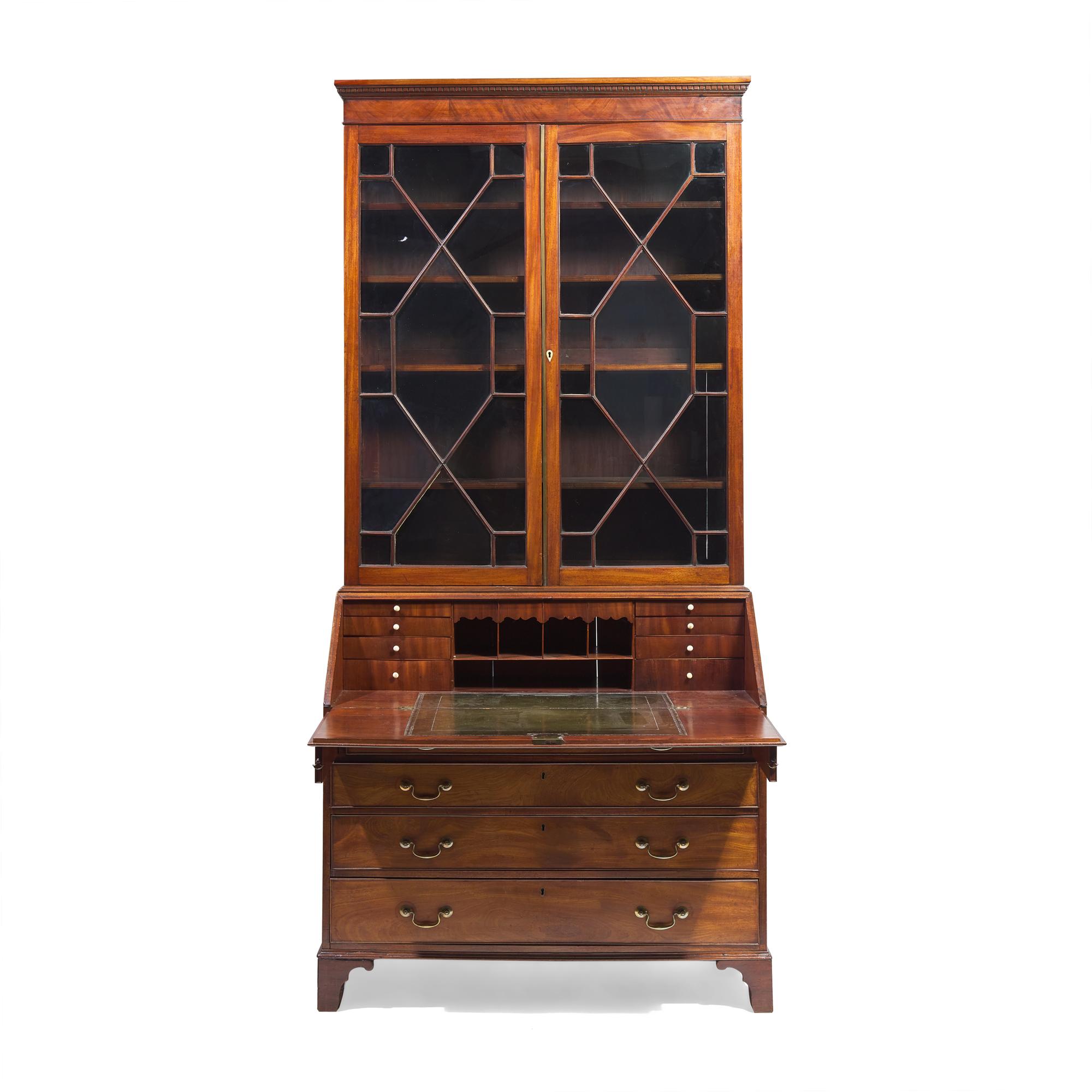 A George III Style Mahogany Slant-Front Secretary Bookcase