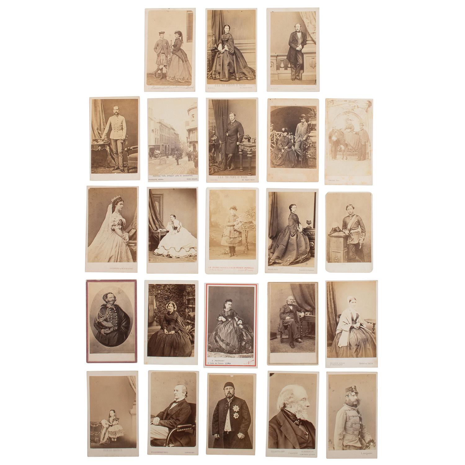 [Early Photography] Group of 190 Carte de Visites and Cabinet Cards of European Subjects, incl. Royalty.