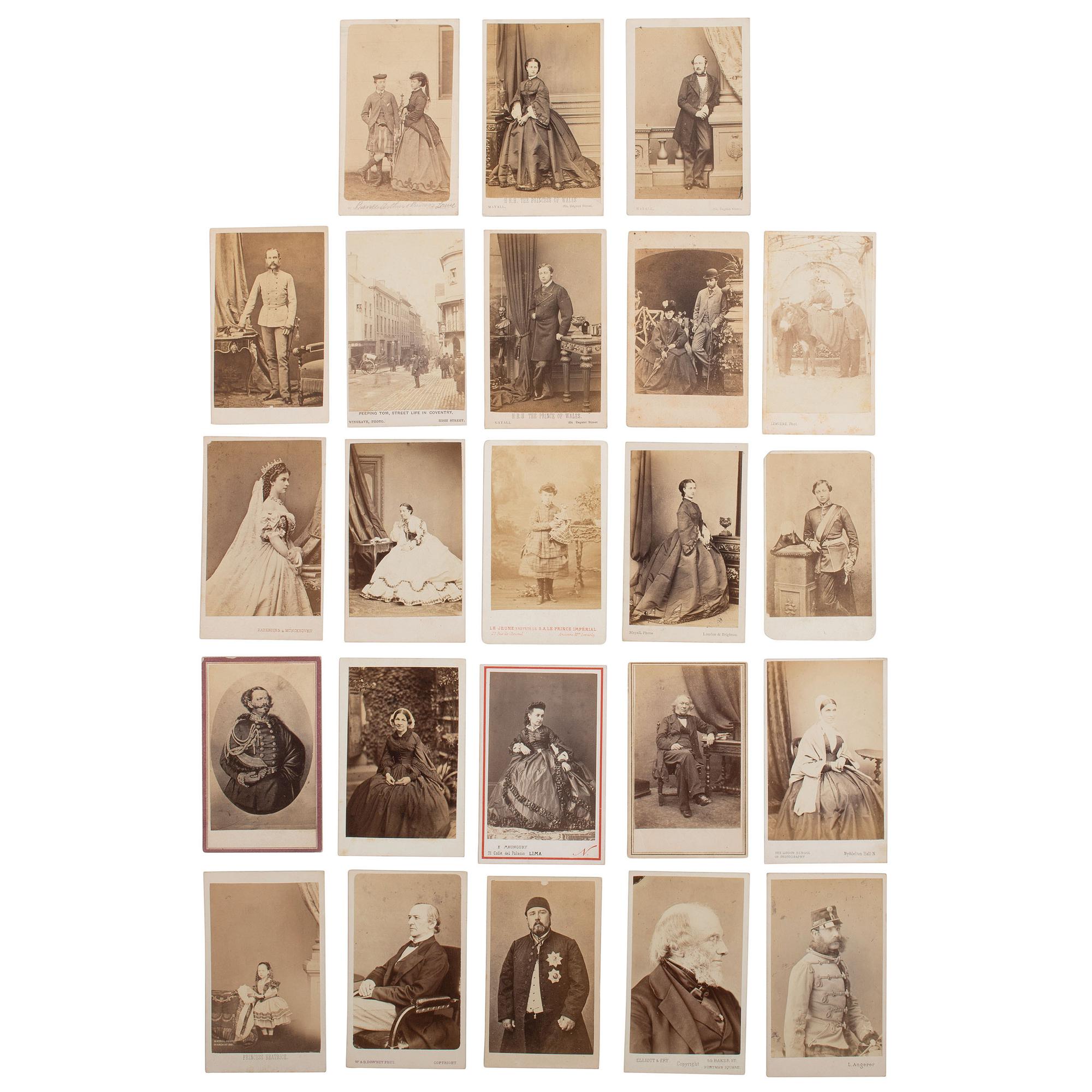 [Early Photography] Group of 190 Carte de Visites and Cabinet Cards of European Subjects, incl. Royalty.