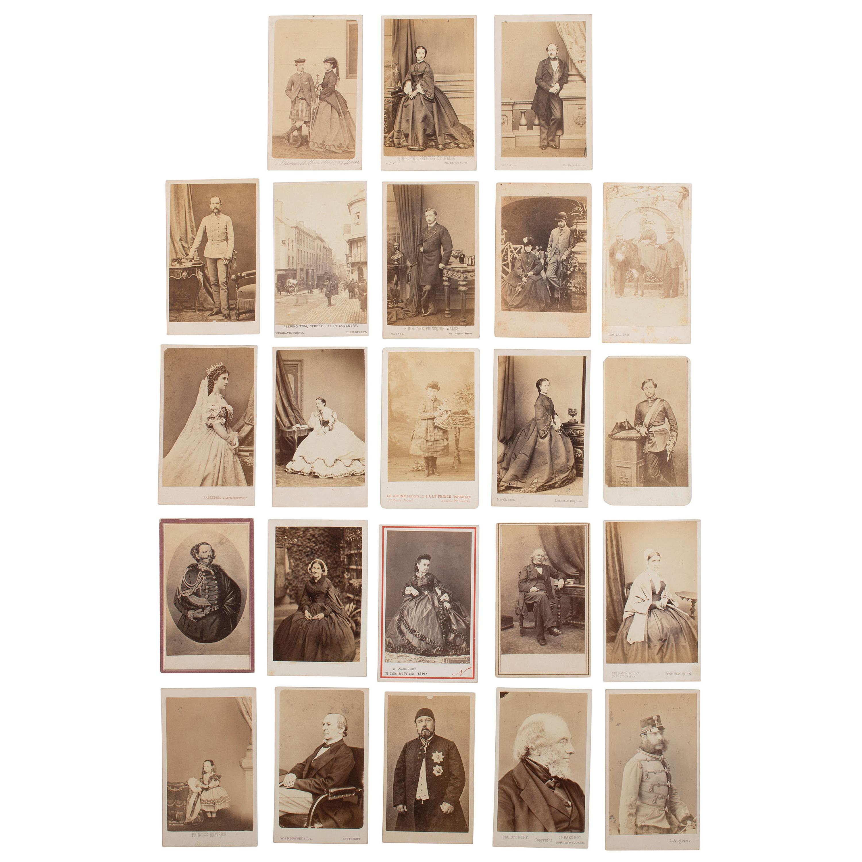 [Early Photography] Group of 190 Carte de Visites and Cabinet Cards of European Subjects, incl. Royalty.